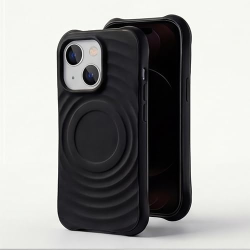 Image of amazon basics Shockproof Case for iPhone 15 | Ripple Pattern | Camera Protection | Protective Cover with Enhanced Grip & Wireless Charging Support - Black