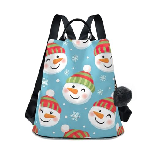 Mochila azul de mujer antirrobo bolso de viaje casual muñeco de nieve