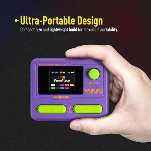 Image of SONICAKE QME-10PP Pocket Master-Multi Effects Guitar Pedal with 9 Effects Modules 100 Drum Rhythms and Looper 100 Presets 20 Amp /Cab Electric Guitar Effects Processor OTG USB Audio Interface BT