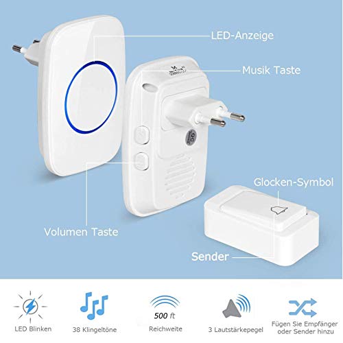 Yabife, T5, campanello senza batteria, per