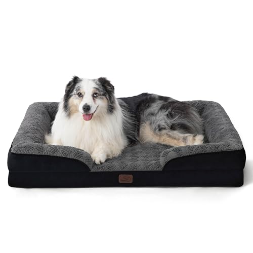 Image of Bedsure XL Orthopedic Dog Bed for Extra Large Dogs - Washable XLarge Dog Cat Bed Waterproof, Comfort Dogs Couch Sofa with Washable Removable Cover, Pet Bed with Nonskid Bottom, Plush-Black, 42 inch