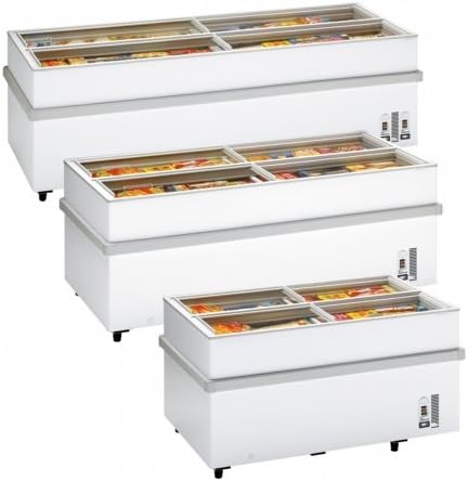 Arcaboa CHV 4FL Range Glass Lid Chest Freezer Frozen Display with White 780(H)x2050(W)x960(D) 839 Litre Shelves -2 Year Parts Warranty Included