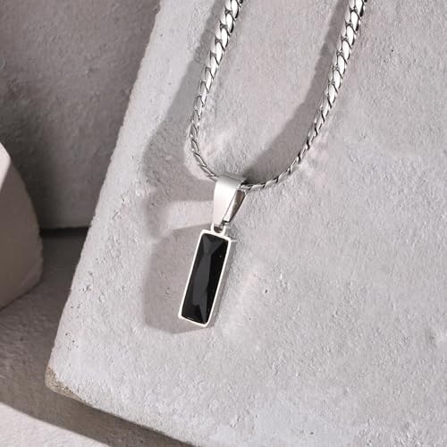 Collier pendentif carré géométrique acier inoxydable tendance mixte