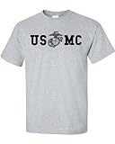 Marine Corps Bull Dog Front and Back Premium Men's T-Shirt (X-Large, Sports Grey)
