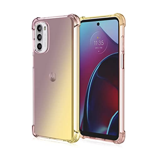 HONLEN Funda para Motorola Moto G52 / Moto G82 5G Carcasa, (6.6' Inches) Gradiente Transparente TPU Silicona Case, Protección de Esquina Mejorada Cover Oro Negro