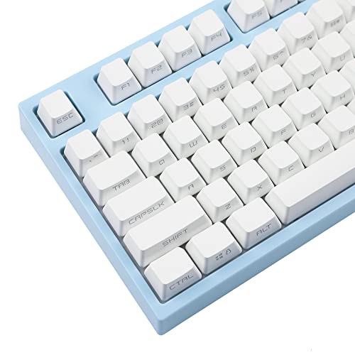 White OEM Profile PBT Double Shot 104 Side-lit Shine Through Translucent Backlit keycaps for MX Mechanical Keyboard Filco (White)(Only Keycap)