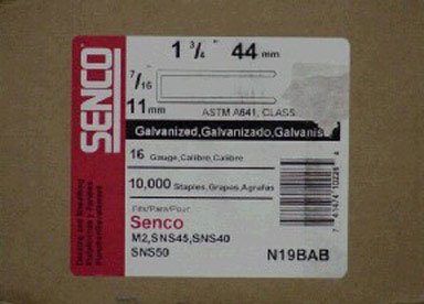 Senco N19BAB 10,000 Count 7/16 Inch Crown 1 3/4 Inch Leg Heavy Wire Staples, Galvanized