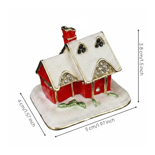Boîte à bagues maison enneigée émaillée, écrin de collection - 7