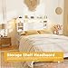 Unikito Full Size Headboard with Storage, Headboard with Outlet and RGB LED Light, Sturdy Head Board for Full Size Bed, Stable Headboards Only for Bedroom, Dorm Room, Guest Room, White