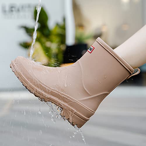 Image of Nutropa Mid Calf Rain Boots for Women, Anti-Slip Outdoor Work Rain Shoes | Waterproof Garden Boots, Lightweight, Comfortable Rainboots, Outdoor Mud Work Booties