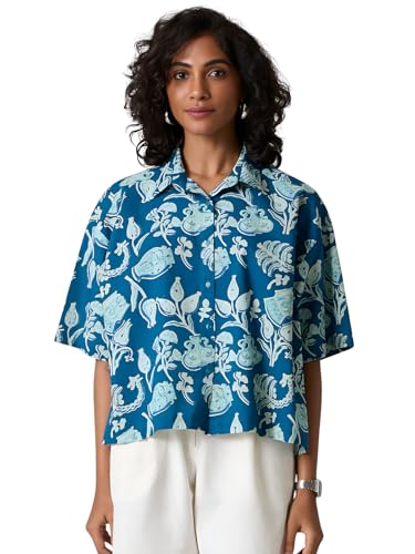 Image of Leriya Fashion Women's Floral Print Summer Shirt| Short Sleeve Button Down Casual Blouse| Lightweight Beach Vacation Top for Women