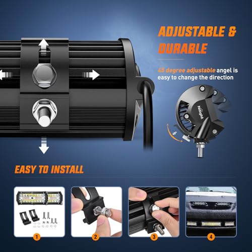 Image of Nilight 6.5Inch Off-Road LED Light Bar White Amber 3 Lighting Modes