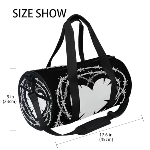 Bolsa de deporte redonda unisex estilo grunge con bolsillo interior para gimnasio 4