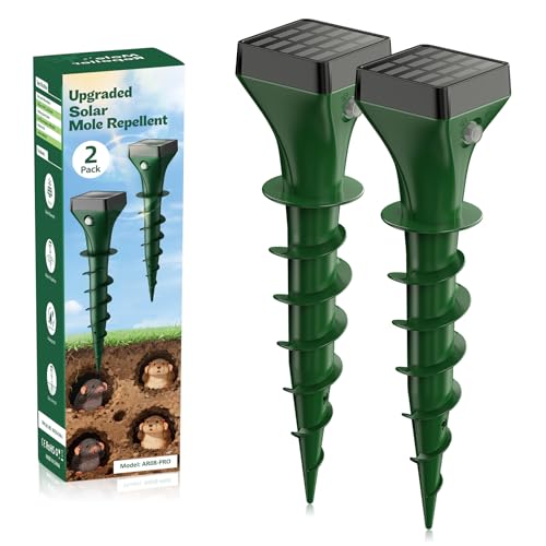 Shiptree 2 Pièces Anti Taupe Solaire, Répulsif Taupe Vibration et Ultrasons, Efficace Contre Les Taupes, Les Campagnols, Les Souris, Les Serpent, Ainsi Que Les...