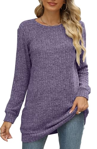 Image of Sweaters for Women Long Sleeve Crewneck Sweatshirt Loose Casual Tunic Tops