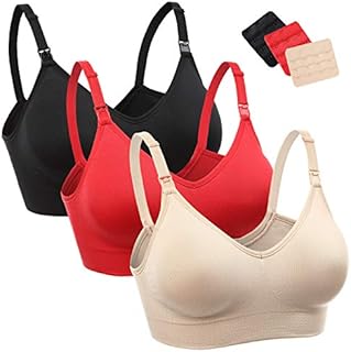 WingsLove Women’s Maternity Seamless Soft Wirefree Breastfeeding Nursing Bra (S, Black,Red,Nude)