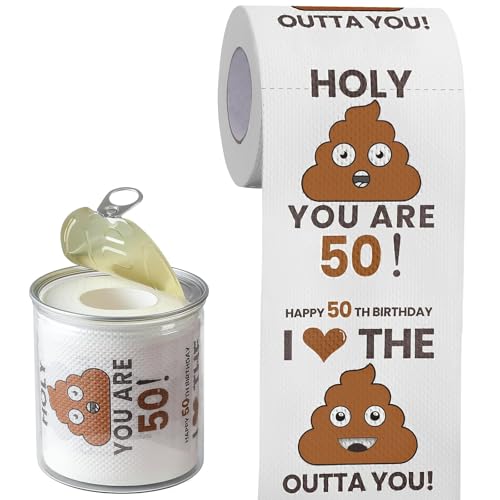 Can-shaped Packaging - 50th Birthday Gifts for Men Him Women Her Toilet Roll Paper - 50th Birthday...