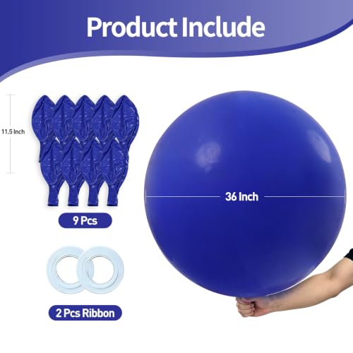 Image of KALOR Royal Blue Giant 36 Inch 9pcs Large Latex Balloons