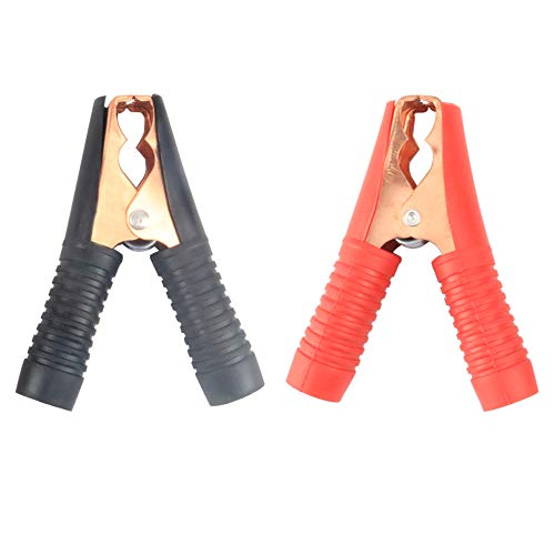 Xnrtop 2 Piece 90mm Long Battery Alligator Clips, Black Red 100A Insulated Battery