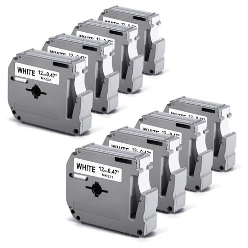 8 Pack Labelife M-K231 Label Tape Replacement for Brother P Touch M Tape
