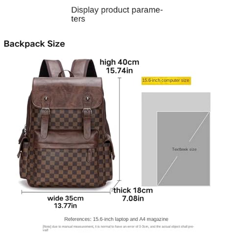School Schoolbag Laptop Backpack Business Leisure PU Leather Travel Bag Multi functional Shoulders Bag (Brown1), AD-8952