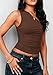 PRETTYGARDEN Womens Sleeveless One Shoulder Tank Top Ruched Slim Fit Shirts Basic Crop Y2k Tops 2026 Spring Fashion Clothing (Brown,Small)