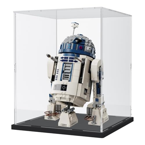 Image of Choowin Acrylic Display Case for Lego Star Wars Helmet Mandalorian Darth Vader Helmet for Lego R2D2 Thickened Clear Acrylic Display Cases for Collectibles Assemble Dustproof Display Box(Black Base)