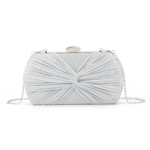 EVEOUT Clutch Brillante para Mujer Bolso con Cadena para Fiesta Boda Glitter Bolsos Bandolera de Noche