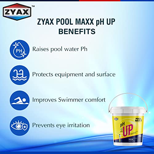 Image of ZYAX Pool MAXX PH UP | Raises Low Ph Reduces Eye Irritation from Pool Water Guards Against Corrosion Preserves Swimming Pool and Equipment Increase Chlorine Effectiveness | 5 KG
