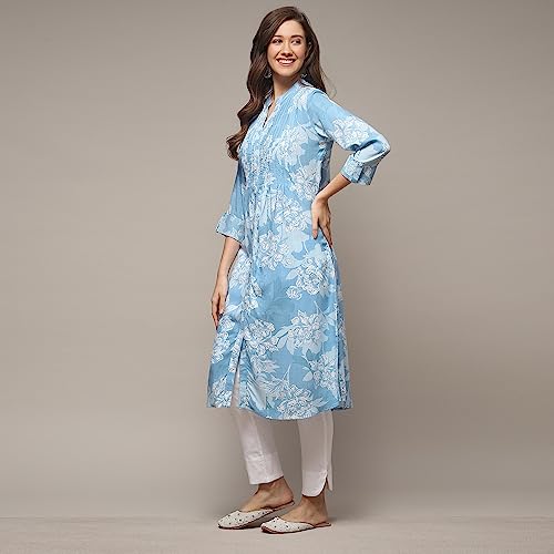 Image of BIBA Women Rayon Regular Fit Liva Straight Printed Kurta