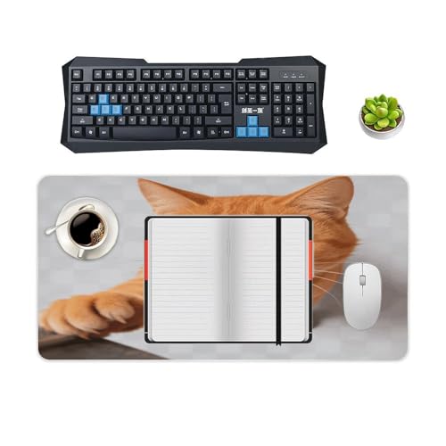 Cartoon Cat Orange Desk Pad resistente al agua 30x60cm miniatura 4