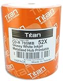Titan Semi-Glossy 52X 80-Min White Inkjet Hub CD-R's 100-Pak in Shrinkwrap, Titan T5881199