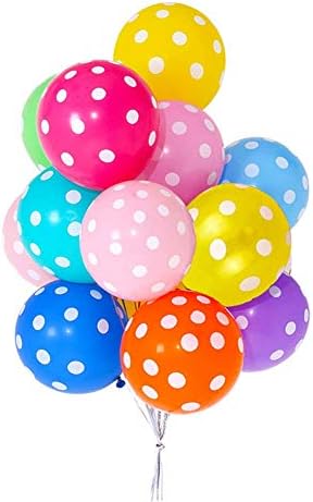 50 PCS Rainbow Polka Dot Balloons Kit - 12 Inch(30.48cm) MultiColor Polka Dot Latex Balloons for Happy Birthday Baby Shower Wedding Christmas Casino Party Decorations