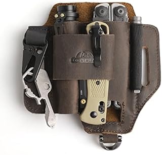 Topstache Leather Multitool Sheath,EDC Belt Organizer for Work and Daily Use,Leatherman Sheath,EDC Pocket Organizer for Flashlight and Multitool,Gifts for Men ,Leather Sheath for Multitool,Darkbrown