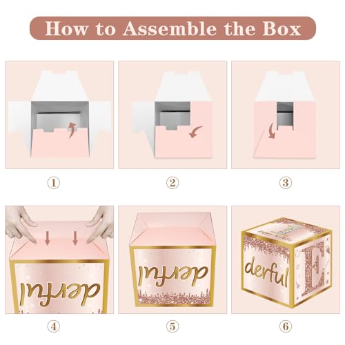 Image of Guiruiy 3Pcs 1st Birthday Boxes Decorations for Girls - Pink Rose Gold Miss Onederful Boxes, One Year Old Girl Birthday Theme Cardboard Balloon Box Decor