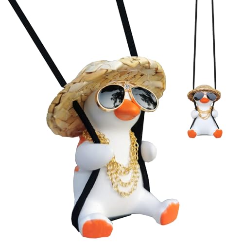 starfa lab Cool Swinging Duck Hanging Ornament Cute Car Accessories for Jeep Rear View Mirror Duck Hanging Swing Sunglasses