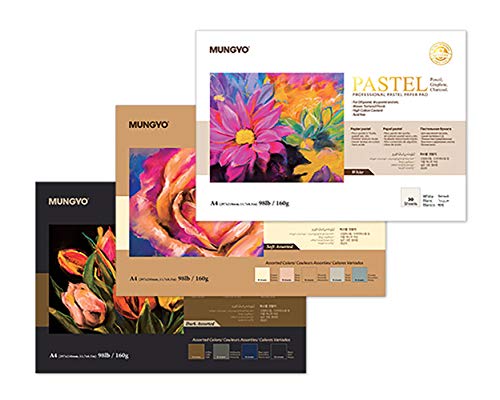 Mungyo Professional Pastel Paper Pad A4 Size For Oil Pastel, Dry Pastel 30 Sheets (Soft Assorted) #TOP2