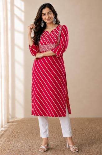 Image of Women's Pure Cotton Regular Fit Floral Printed A-Line Kurta