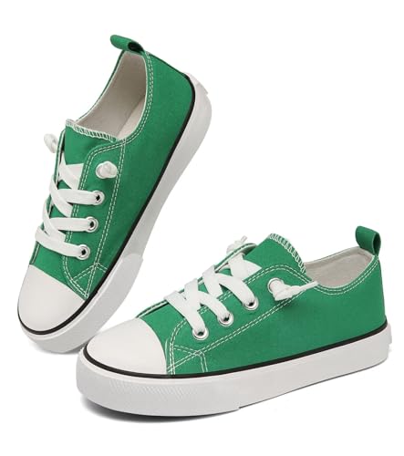 Toddler Little Kid Cushioned Canvas Shoes Slip On Sneakers Soft and Durable Green