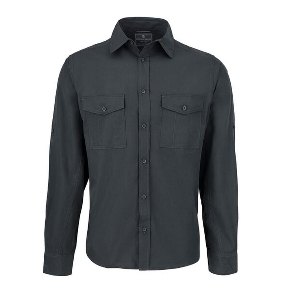 Craghoppers Mens Expert Kiwi Long Sleeved Shirt, Carbon Grey, Size S