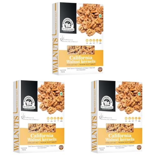 Image of WONDERLAND FOODS (DEVICE) Walnuts Kernels, 200g, Dry Fruits (Pack of 3)