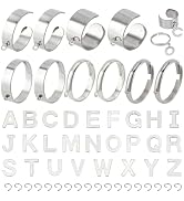 NBEADS 102 Pcs Stainless Steel Adjustable Ring, Finger Ring Components DIY Charm Ring Making Kit ...