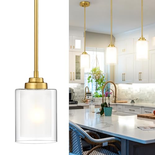 TENGXIN Modern Pendant Light, Brushed Gold Modern Pendant Light for