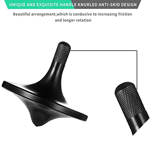 Image of Stainless Steel Spinning Top,Exquisite EDC Fidget Toy (Black,L) | Perfect Balance Well Made Metal Desk Toy Spin Long Time Over 6 Minutes Great Value Durability Funny well-built best spinning
