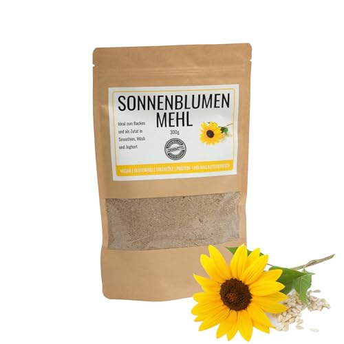 Odenwälder Lebensmittel Premium Sonnenblumenmehl, fein gemahlene Sonnenblumenkerne, Proteinreich, Vegan & 100% Natürliches Mehl - Made in Germany – 300g