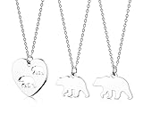 HOFOYA Mama Bear Matching Necklace Set 3 Mom and Daughter Pendant Gift Mother and Daughter Necklace of 3 Gifts for Mommy and Daughters Jewelry.