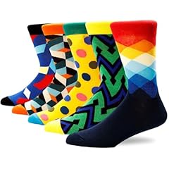 5 Pairs -Ac Geometric Style - Argyle Polka Dot Diamond V-shape Pattern Socks