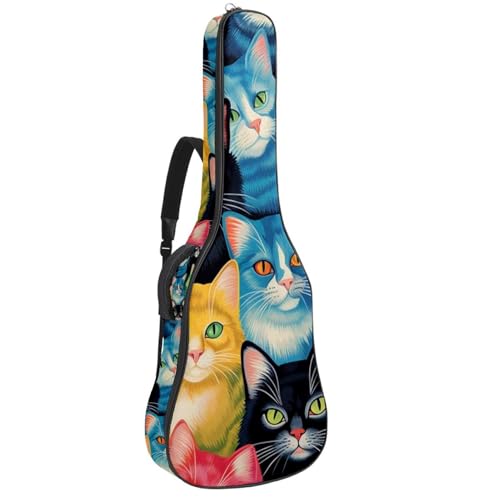 Sac pour guitare acoustique 41 pouces étanche à motif chat coloré