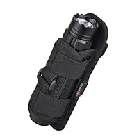 UltraFire Taschenlampe Holster Tasche, Taschenlampenhalter Gürteltasche, Elastische Nylon Holster mit 360° Drehbarer Clip, ohne Taschenlampe (Schwarz) (1 Pack)
