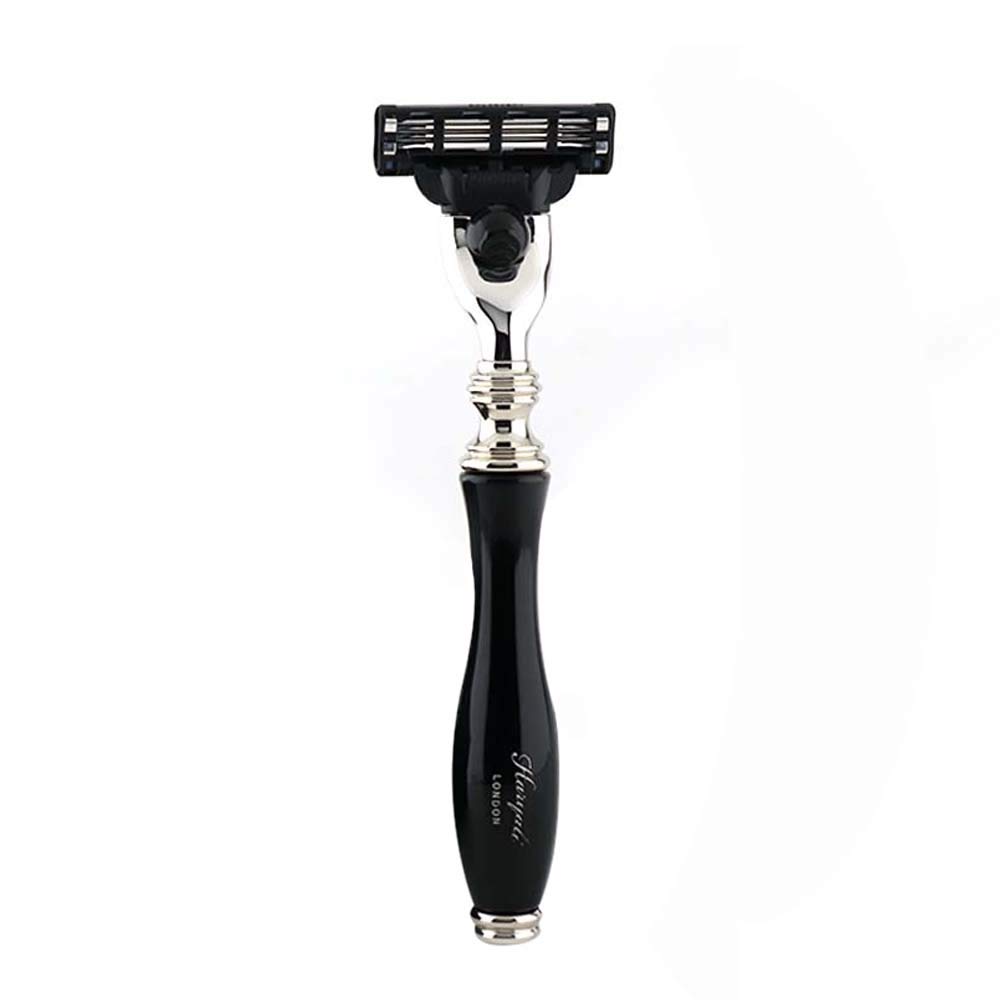 Set di 3 pennelli da barba in nero, per capelli di tasso puro, rasatura e supporto per rasatura, perfetto per rasatura a umido